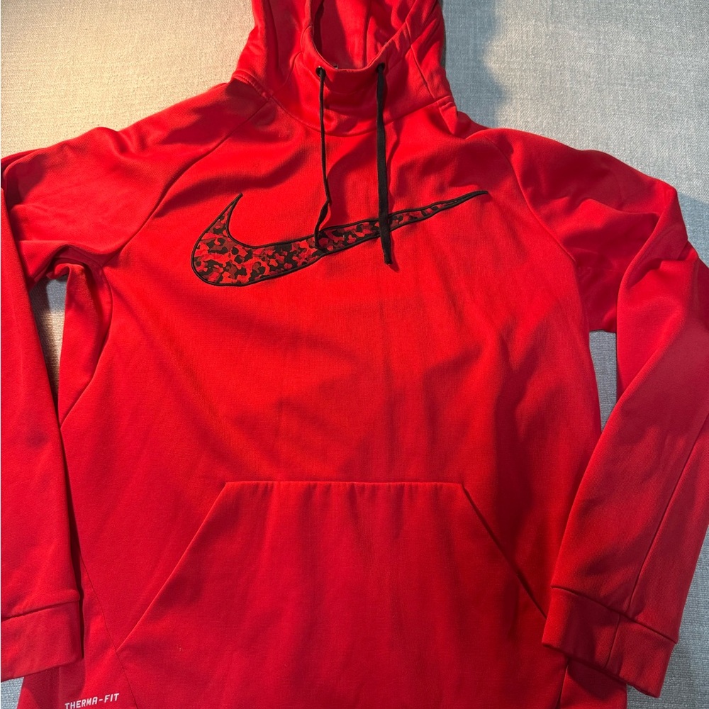 Nike Red Pullover Hoodie with Black Logo